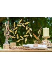 COURONNE DE FEUILLES DOREES A POSER DIA 28CM X 5CM X 35CM