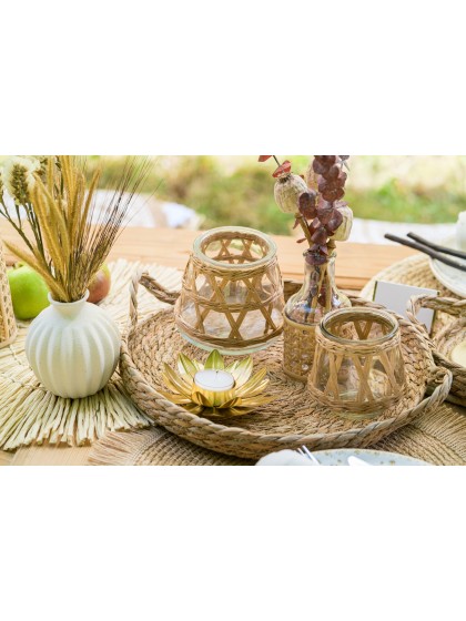 SET OF 3 NATURAL FIBER TRAYS DIA 31CM / 26CM / 20CM