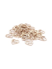 SET 24 WOODEN HEART CONFETTI LOVE 4CM X 4CM X 0.1CM