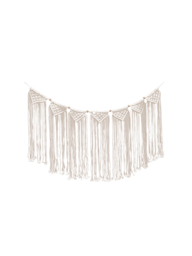 GUIRLANDE A FRANGES EN MACRAME ET PERLES 100CM X 49CM