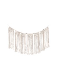 GUIRLANDE A FRANGES EN MACRAME ET PERLES 100CM X 49CM