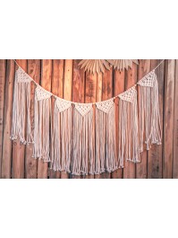 MACRAME AND PEARLS FRINGE GARLAND 100CM X 49CM