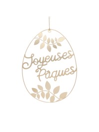 OEUF A SUSPENDRE JOYEUSES PAQUES METAL DORE 40CM