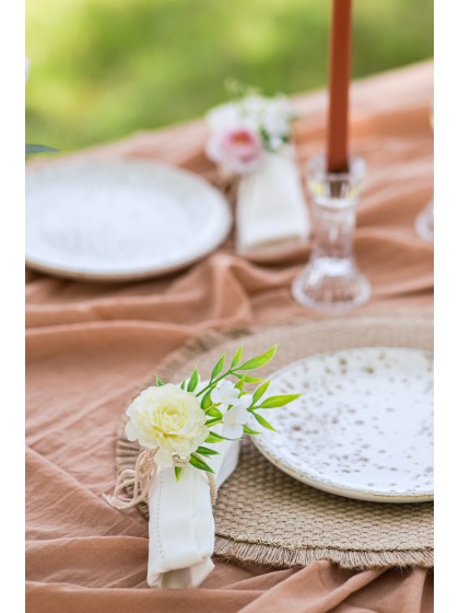 ROND DE SERVIETTE ROSE BLANCHE DIA 5CM