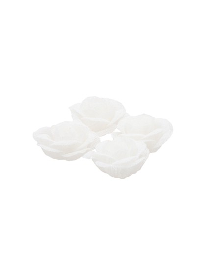BAG OF 4 WHITE ROSES LINEN EFFECT DIA 4CM