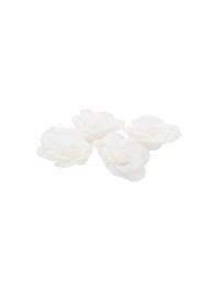 BAG OF 4 MINI WHITE ROSES LINEN EFFECT DIA 3CM