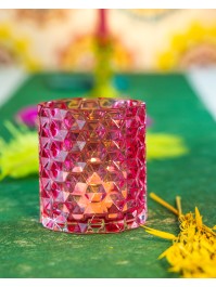 RASPBERRY GLASS CANDLE HOLDER BRADLEY DIA 7.8CM X 8.8CM