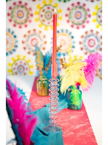 GLASS CANDLE HOLDER SWIRL DIA 8.8CM X 27.5CM