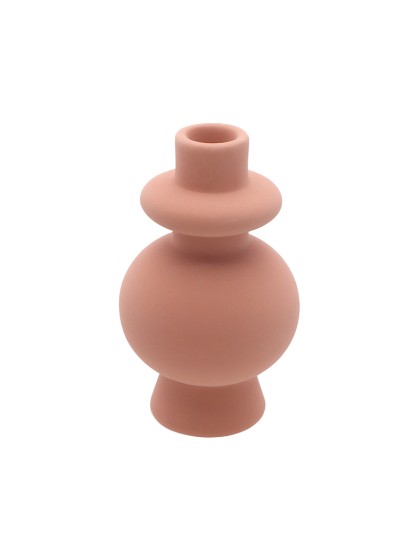 PORTE BOUGIE FLAMBEAU CERAMIQUE TERRACOTTA DIA 9.2CM X 15.5CM