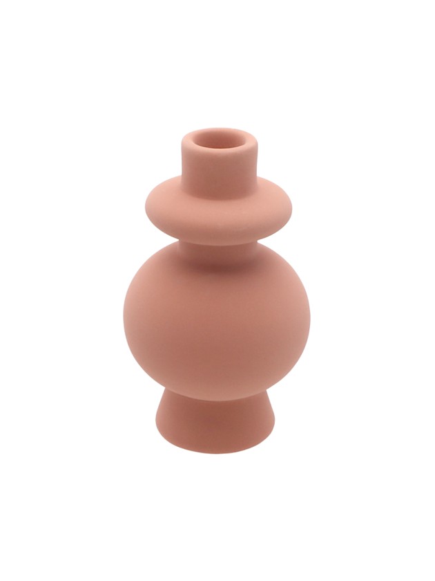 PORTE BOUGIE FLAMBEAU CERAMIQUE TERRACOTTA DIA 9.2CM X 15.5CM