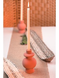 PORTE BOUGIE FLAMBEAU CERAMIQUE TERRACOTTA DIA 9.2CM X 15.5CM