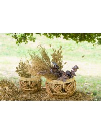 SET 2 ROUND STRAW BASKETS 30CM X 20CM X 25CM/25CM X 15CM X 20CM