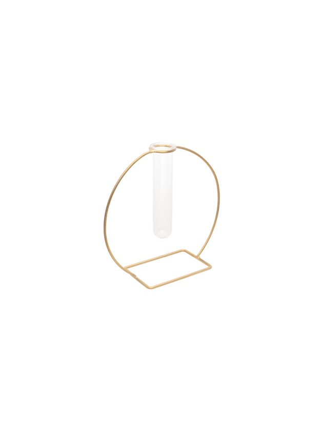 SOLIFLORE VERRE SUR SUPPORT METAL ROND 22CM X 9CM X 20CM