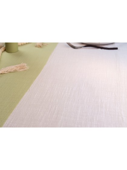WHITE WASHED COTTON TABLECLOTH 125CM X 240CM