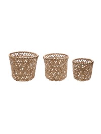 SET 3 PANIERS BAMBOU TRESSES DIA 20CM X 22CM/DIA 19CM X 20CM/DIA 15CM X 17CM