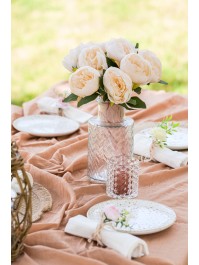 BOUQUET 9 PIVOINES IVOIRE/SAUMON 43CM