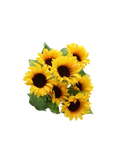 BUNCH OF 7 YELLOW SUNFLOWERS 34CM