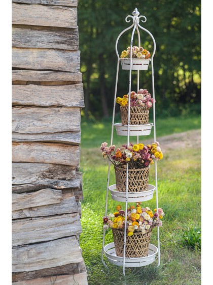WHITE METAL PLANT HOLDER 4 LEVELS DIA 35CM X 170CM