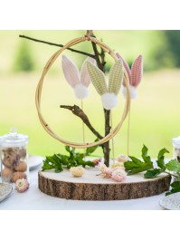 STICK OREILLES LAPIN VICHY POMPOM - 3 ASS 8CM X 2CM X 30CM