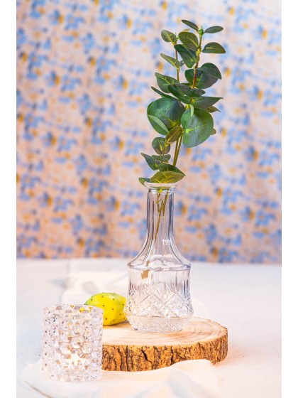 ANTIQUE CLEAR GLASS VASE DIA 10CM X 21.5CM