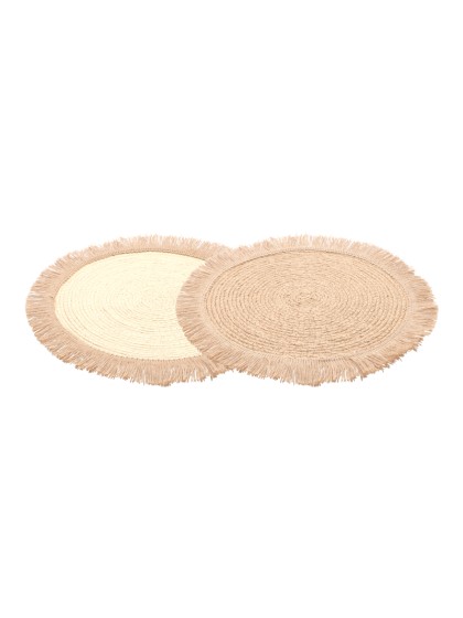 SET DE TABLE ROND JUTE FRANGE - 2 ASS DIA 38CM