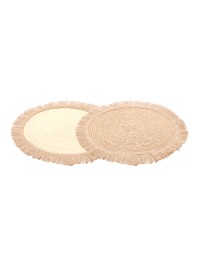 SET DE TABLE ROND JUTE FRANGE - 2 ASS DIA 38CM