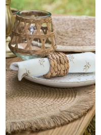 ROUND JUTE PLACEMAT FRINGE - 2 ASS DIA 38CM
