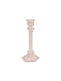 PINK GLASS TAPER CANDLEHOLDER 10.5CM X 10.5CM X 24.5CM