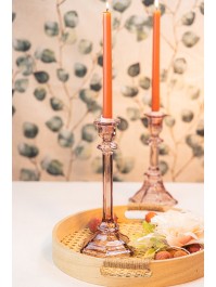 PINK GLASS TAPER CANDLEHOLDER 10.5CM X 10.5CM X 24.5CM