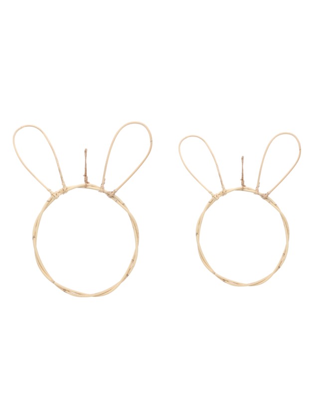 SET 2 TETES LAPIN ROTIN A SUSP ENV 35CM X 1.5CM X 48CM/ 36CM X 1.5CM X 42CM