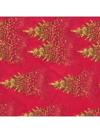 CHEMIN DE TABLE VELOURS ROUGE TREE SPIRIT IMPRESSION OR 28CM X 3M