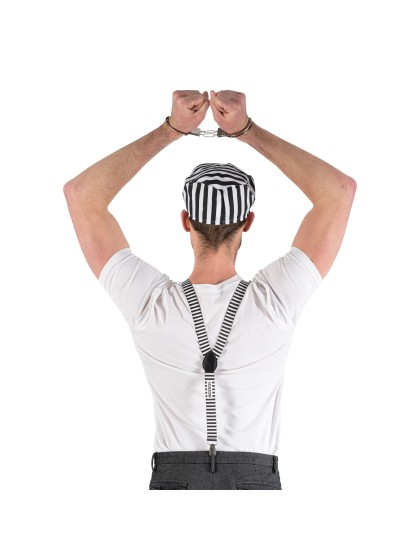 KIT PRISONER 3 PIECES: HAT SUSPENDERS HANDCUFFS ONE SIZE