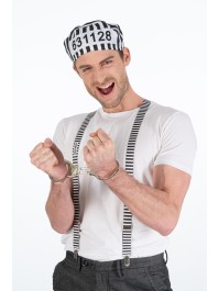 KIT PRISONNIER 3 PIECES BRETELLES CHAPEAU MENOTTES TU