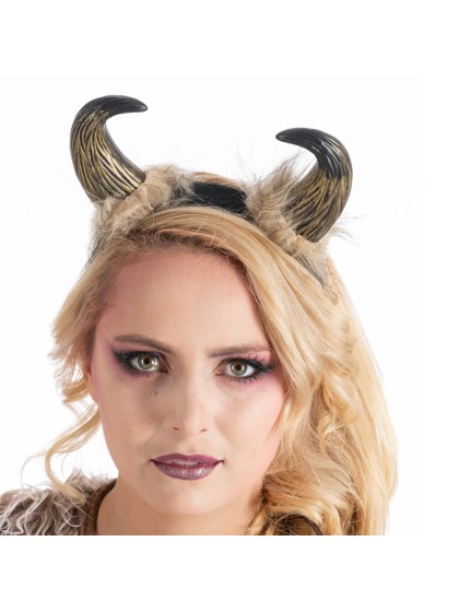 HORNS WITH FUR HEADBAND 