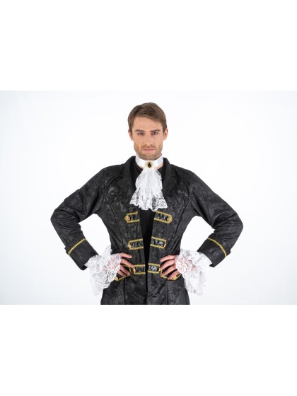 SET OF WHITE JABOT WITH GEM STONES AND CUFFS 