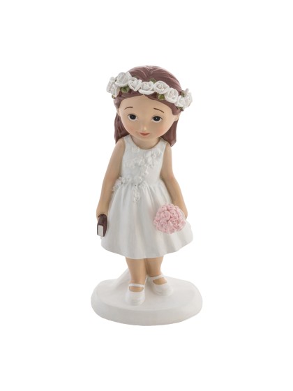 COMMUNION GIRL W/ BIBLE & FLOWERS 6.2CM X 5CM X 15.1CM