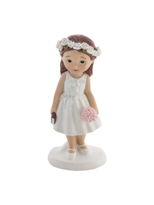 COMMUNION GIRL W/ BIBLE & FLOWERS 6.2CM X 5CM X 15.1CM