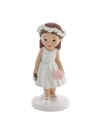 COMMUNION GIRL W/ BIBLE & FLOWERS 6.2CM X 5CM X 15.1CM