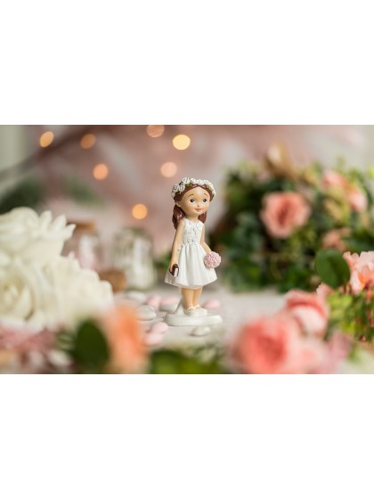 COMMUNION GIRL W/ BIBLE & FLOWERS 6.2CM X 5CM X 15.1CM