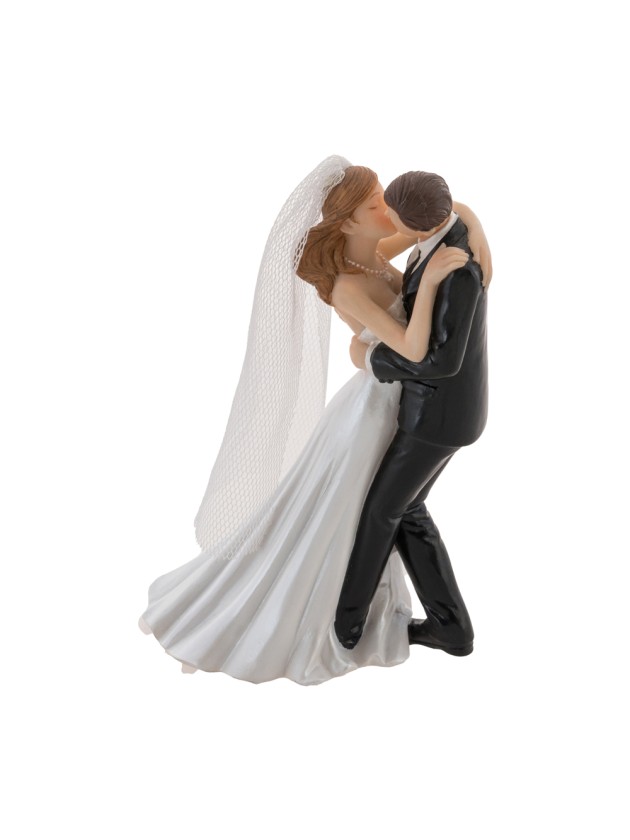 RESIN MARRIED COUPLE KISS 8.7CM X 6.3CM X 13.1CM