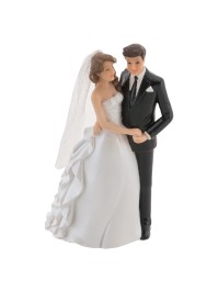 COUPLE MARIES RESINE SE TENANT LA MAIN 9CM X 5.3CM X 14.2CM