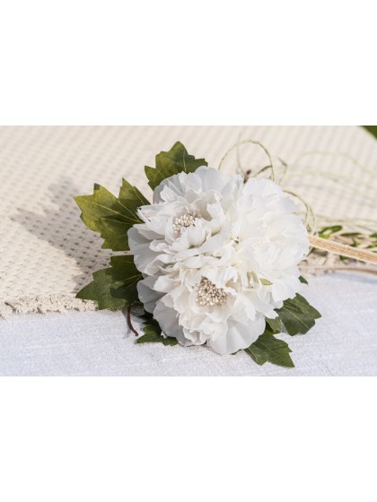 BOUQUET 3 PIVOINES IVOIRE 15CM X 10CM X 40CM