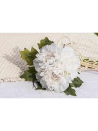 BOUQUET 3 PIVOINES IVOIRE 15CM X 10CM X 40CM