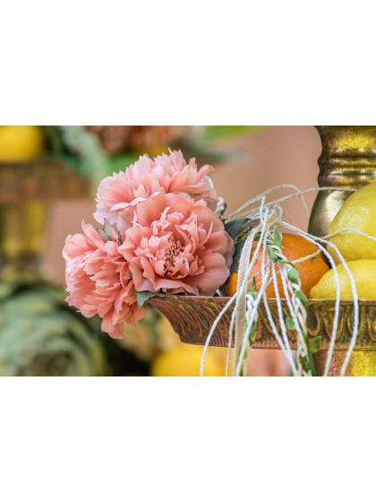 BUNCH OF 3 TANGERINE PEONIES 15CM X 10CM X 40CM