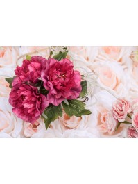 BOUQUET 3 PIVOINES PINK LADY 15CM X 10CM X 40CM