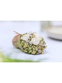 WHITE ROSES BOUQUET IN PAPER WRAP 7.5CM X 5.5CM X 13CM