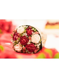 BOUQUET ROSES BLANC/ROUGE PAPIER KRAFT DIA 9CM X 14CM