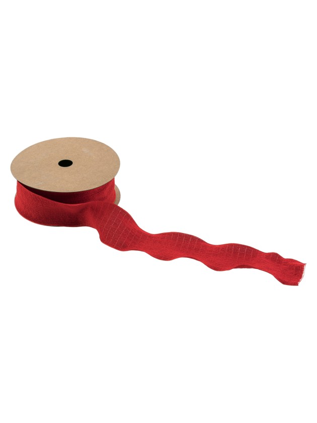 RED WRINKLE RIBBON 4CM X 10M