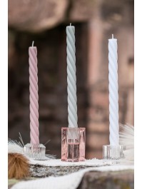 BOUGEOIR FLAMBEAU VERRE SMOOTH ROSE PASTEL 4CM X 4CM X 8CM