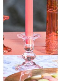 BOUGEOIR FLAMBEAU VERRE FLEUR ROSE WATER DIA 8CM X 10CM